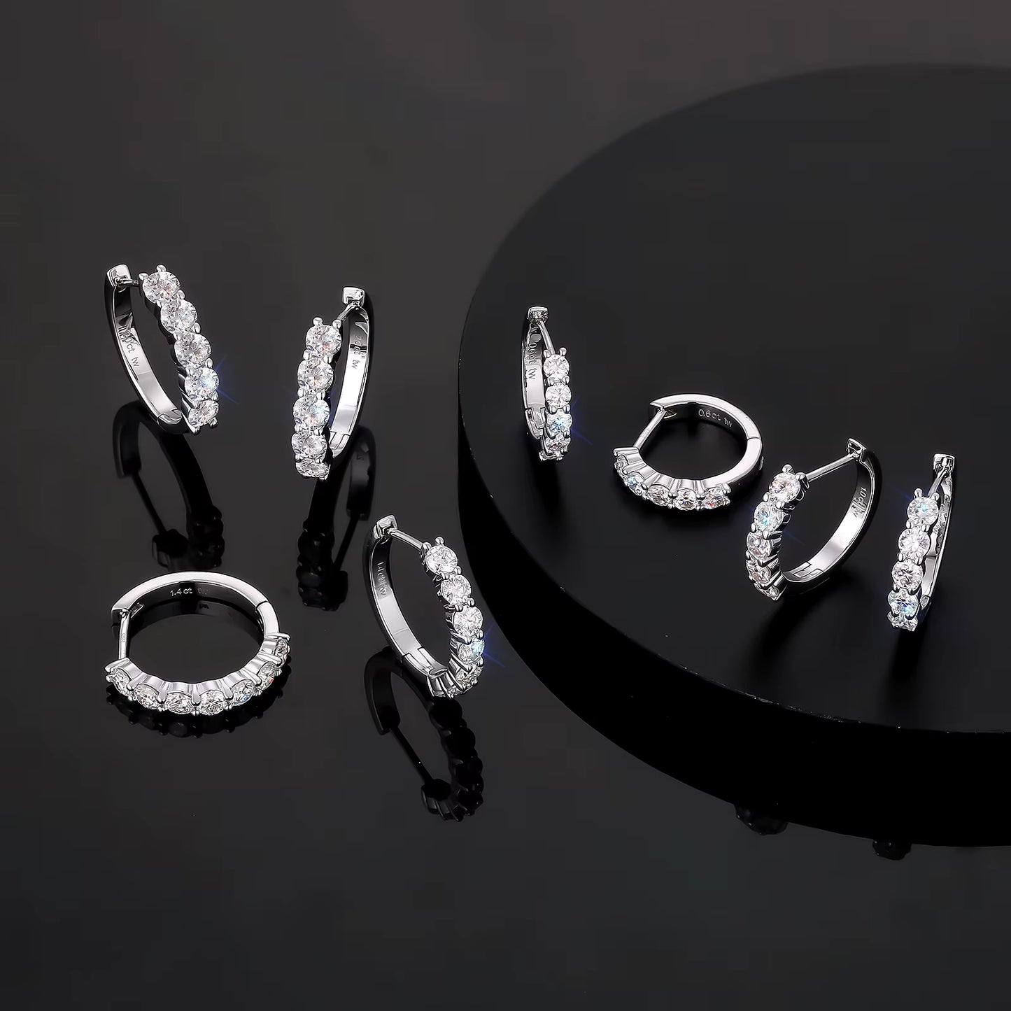 silver moissanite hoop earrings