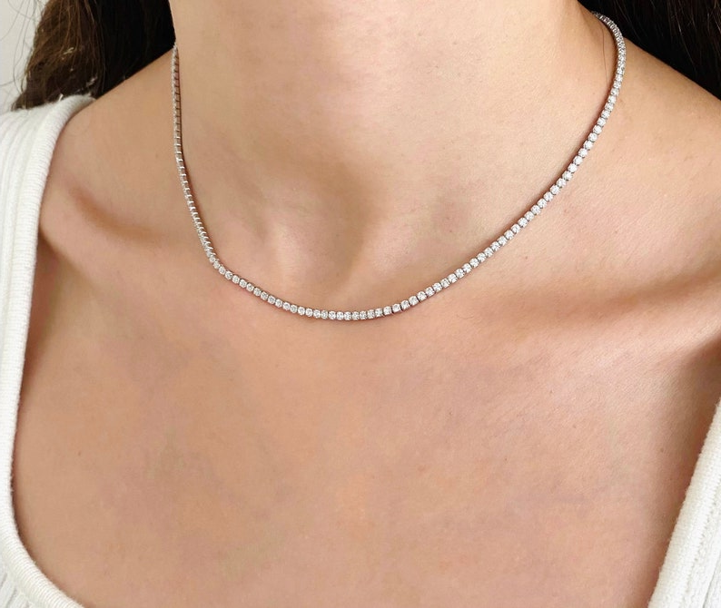 Moissanite tennis necklace